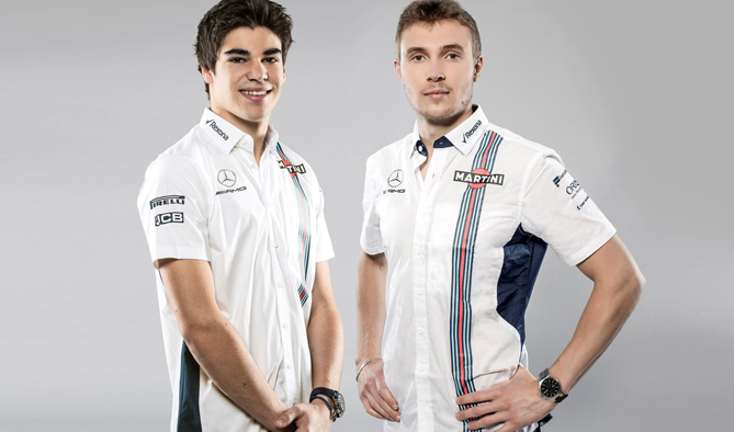 Sergey Sirotkin (D) e Lance Stroll (E) são os pilotos da Williams em 2018   