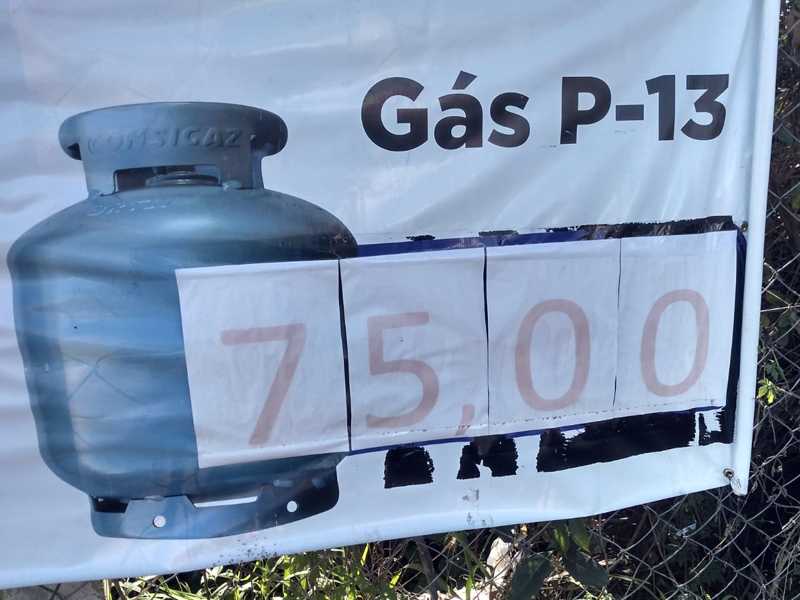 Em Paraíso, o gás de cozinha GLP  de 13 quilos é vendido por R$ 75,00