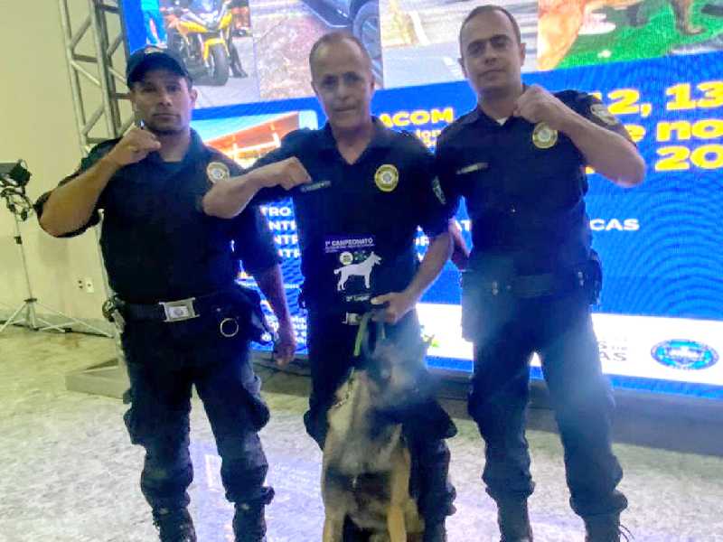 O cão farejador Orion, da GCM paraisense, alcançou o 2º lugar em seu primeiro campeonato disputado