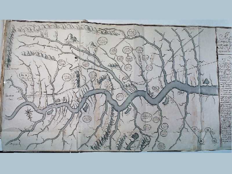 Mapa do capitão Antônio Francisco França feito entre 1760 e 1763 Coleção da Família Almeida Prado - IEB/USP - foto de 1992/TJMartins