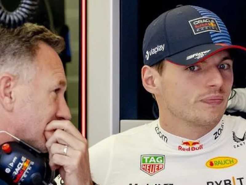 Christian Horner e Max Verstappen. Clima tenso fora da pista na Red Bull